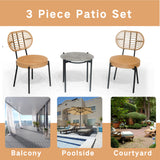 3 Pieces Of Luxury Outdoor Wicker Furniture - Patio Bistro Style Table And Chair Combination - V.I.P Digital Presence