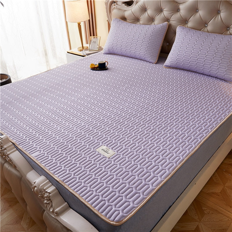 Sábana de verano, colchón de seda helada, suave y cómodo, colchón de látex, colchón transpirable de tres piezas para un sueño confortable. 