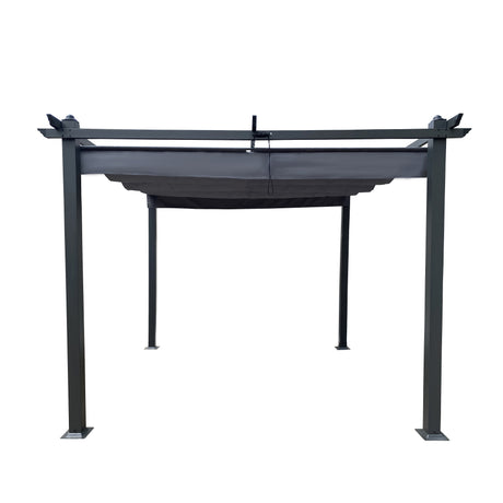 10x10 Ft Outdoor Patio Retractable Pergola With Canopy Sunshelter Pergola for Gardens,Terraces,Backyard,Gray - V.I.P Digital Presence