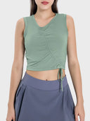 Drawstring Ruched Wide Strap Active Tank - V.I.P Digital Presence