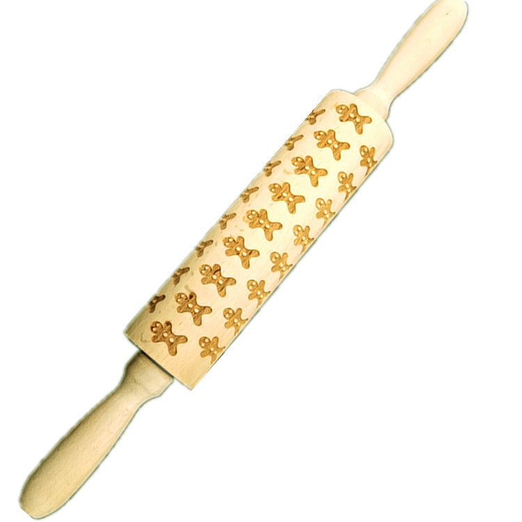Wooden Rolling Pin Beech Wood Laser Engraved Printing Rolling Pin Christmas Flip Sugar Cookie Pressing Stick - V.I.P Digital Presence