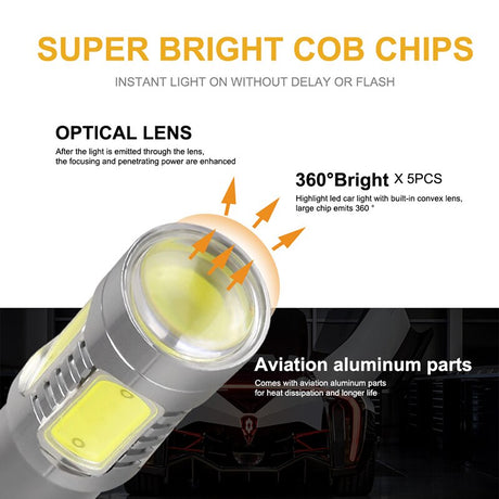 NLpearl 2x Signal Lamp 1156 LED BA15S P21W BAU15S PY21W Auto Turn Signal Light 12V COB 1157 BAY15D P21/5W LED Brake Stop Lamps - V.I.P Digital Presence