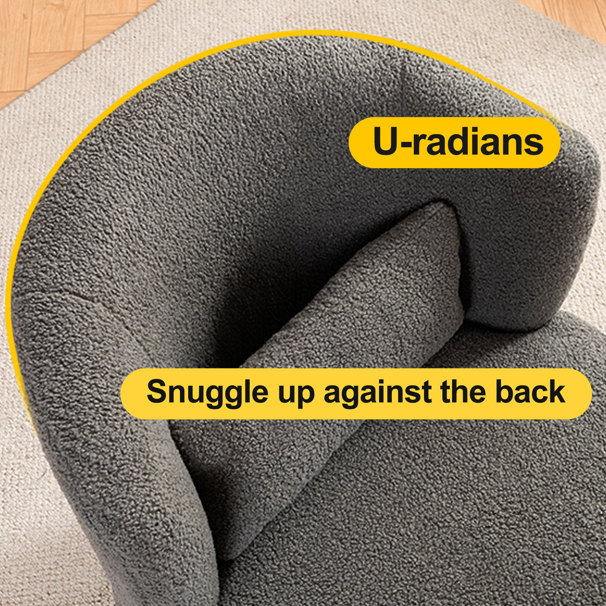 Grey Plush Swivel Accent Chair - Contemporary Round Armchair with 360° Rotation and Metal Base for Living Room Elegance - V.I.P Digital Presence