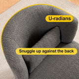 Grey Plush Swivel Accent Chair - Contemporary Round Armchair with 360° Rotation and Metal Base for Living Room Elegance - V.I.P Digital Presence
