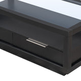 U-Can modern wooden coffee table with 2 drawers and minimalist display coffee table with transparent tempered glass - V.I.P Digital Presence