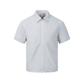 Zipper short sleeved shirt men's loose solid color shirt - V.I.P Digital Presence