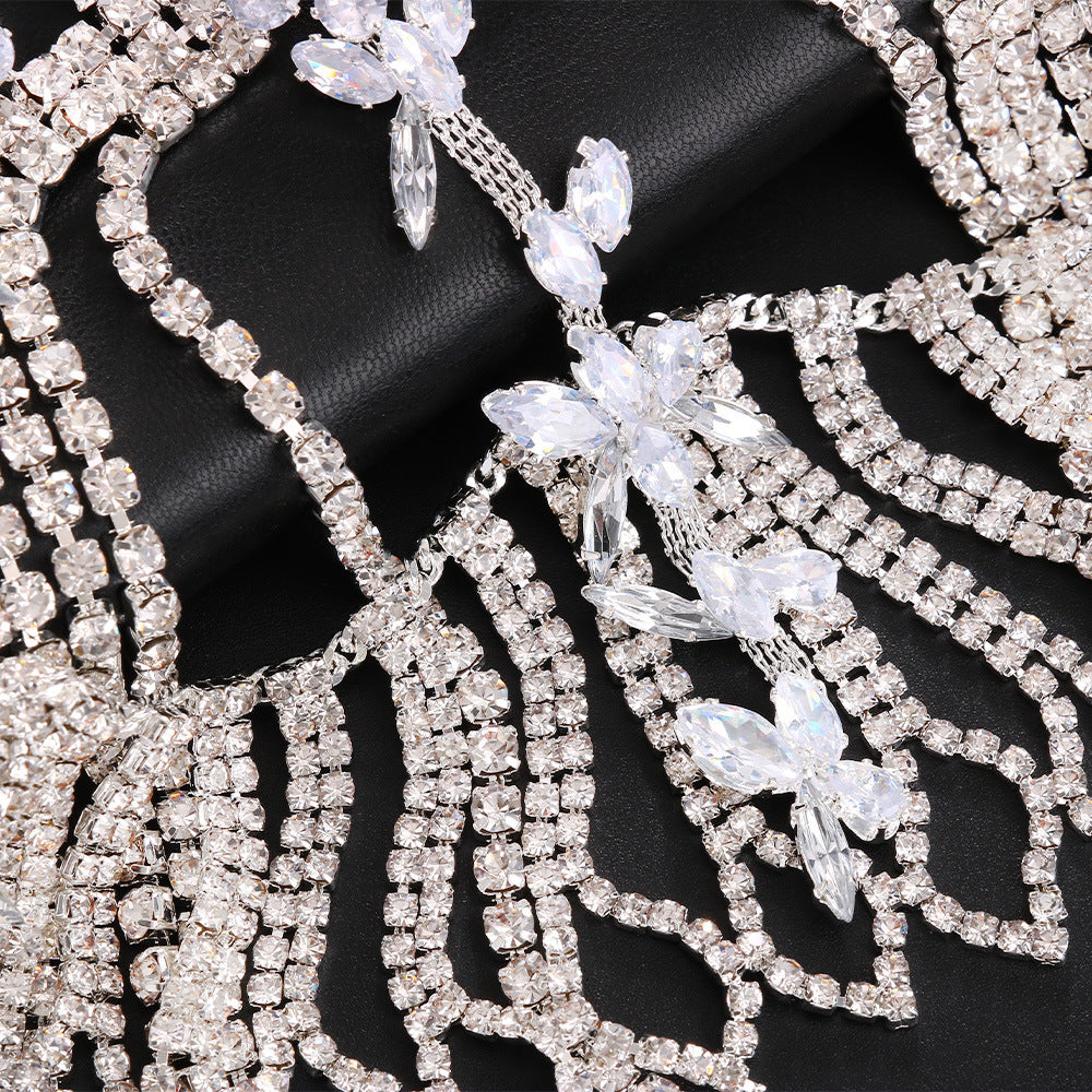 Fashionable Leaf Water Diamond Tassel Headwear, Personalized and Versatile Water Diamond Hair Chain, Women's Headdress - V.I.P Digital Presence