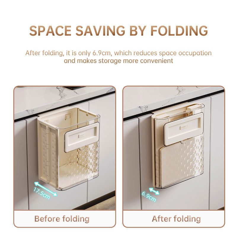 Kitchen folding trash can wall hanging large caliber leftovers bin transparent thickened folding trash can - V.I.P Digital Presence