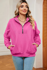 Autumn and winter new solid color zipper long sleeved loose pullover sweatshirt jacket for women - V.I.P Digital Presence