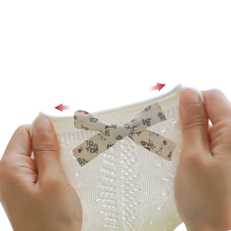 Hollow Mesh Floral Bow Princess Socks Combed Cotton Girls Stockings - V.I.P Digital Presence