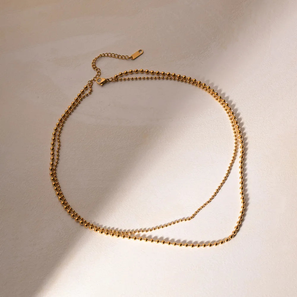 18K Gold-Plated Lobster Closure Bead Necklace - V.I.P Digital Presence