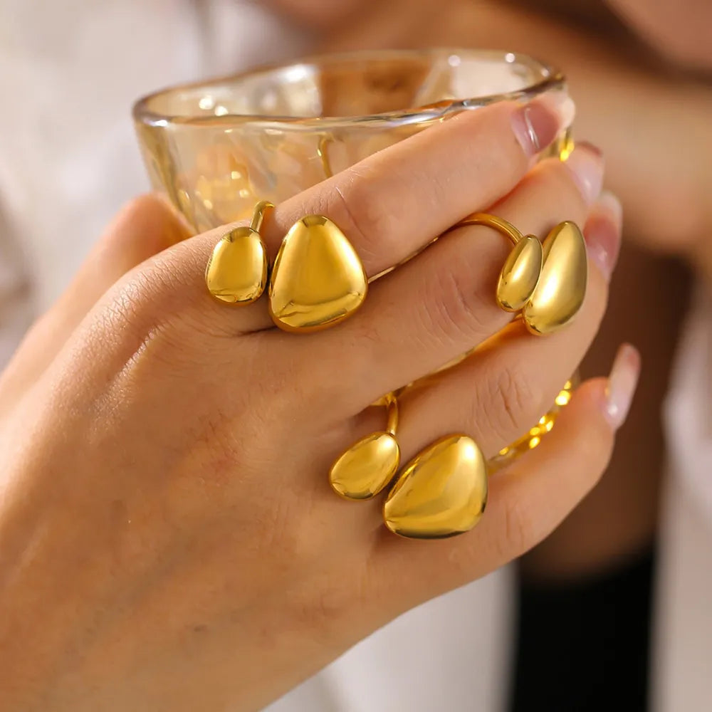 Geometric Irregular Smooth Open Ring Stainless Steel Plated Ring - V.I.P Digital Presence