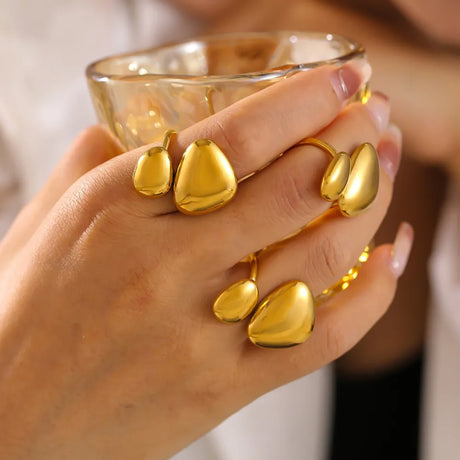 Geometric Irregular Smooth Open Ring Stainless Steel Plated Ring - V.I.P Digital Presence
