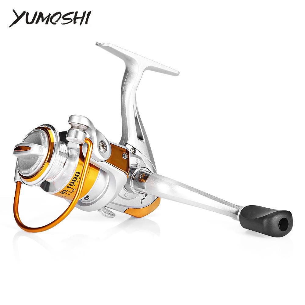 Carrete de pesca giratorio de metal ligero YUMOSHI 12BB 5.5:1