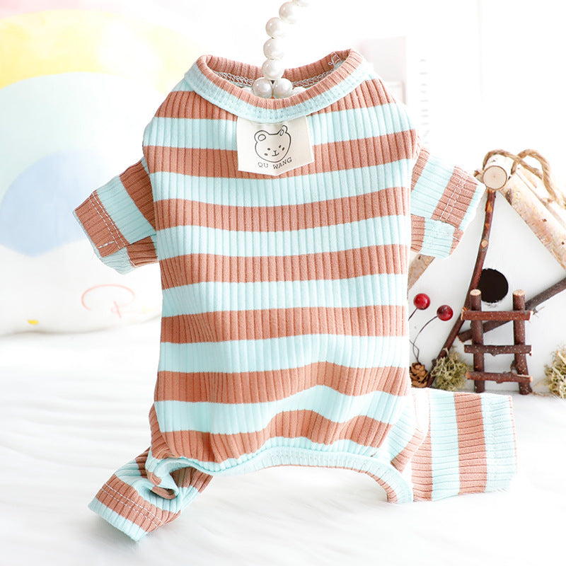 Dog Clothes Spring and Summer Thin Wide Striped Four-legged Home Clothes Bottoming Shirt Small Dog Teddy Pet - V.I.P Digital Presence