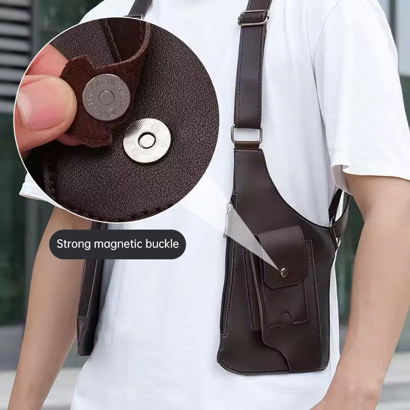 A medieval - style leather harness bag that is an anti - theft wallet, phone pouch, and suitable for men's Viking  cosplay. - V.I.P Digital Presence