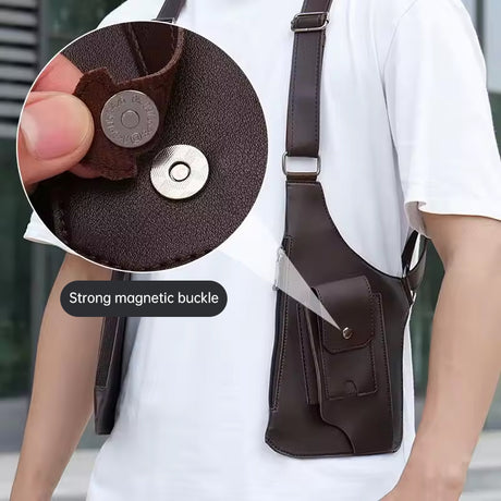 A medieval - style leather harness bag that is an anti - theft wallet, phone pouch, and suitable for men's Viking  cosplay. - V.I.P Digital Presence