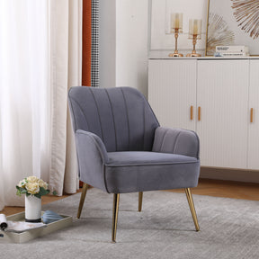 Modern Mid Century Chair velvet Sherpa Armchair for Living Room Bedroom Office Easy Assemble - V.I.P Digital Presence