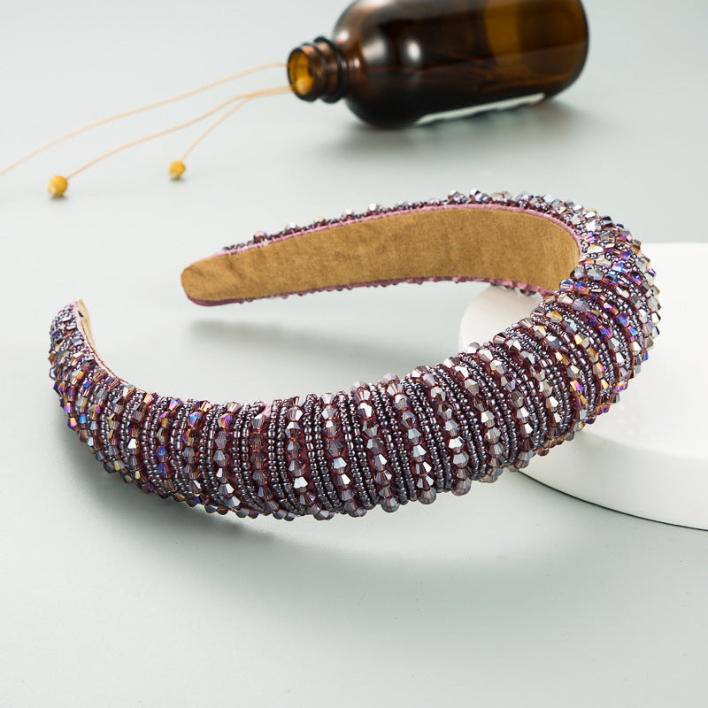 Hair Hoop Hand Woven Beaded Head Hoop Female Baroque Sponge Hair Bundle Korean Style Of The Net Red Face Wash Hair Accessories - V.I.P Digital Presence