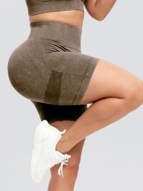 Washed High Waist Active Shorts - V.I.P Digital Presence
