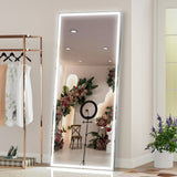72X32 inch large LED bathroom mirror wall mounted mirror with 3 color modes, aluminum frame wall mounted light, full body mirror - V.I.P Digital Presence