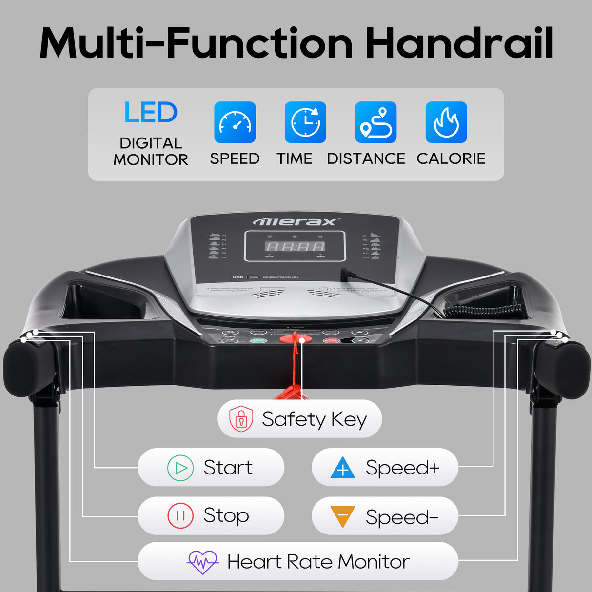 Home folding treadmill with pulse sensor, 2.5-horsepower silent brushless motor, 3-level tilt, 12 preset programs - V.I.P Digital Presence