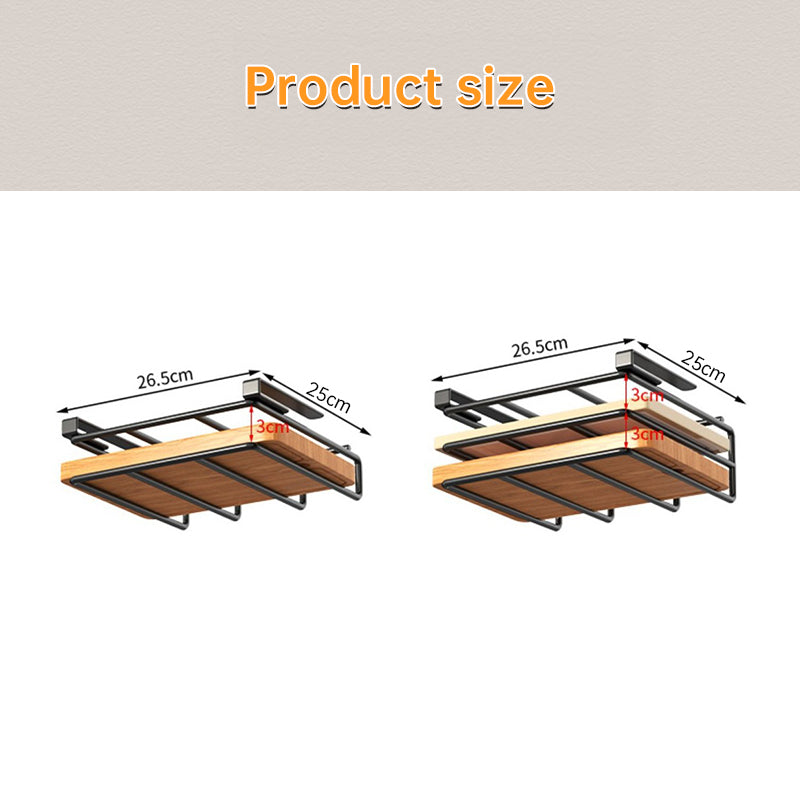Under - Cupboard Hanging Organizer: Hooks for Paper Towels, Rags, Plus Shelf for Cutting Boards & Pot Covers - V.I.P Digital Presence