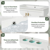 30-Inch White Bathroom Vanity with Ceramic Sink and Versatile Storage - Ideal for Small Bathrooms - V.I.P Digital Presence
