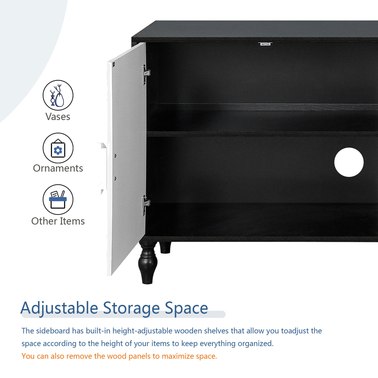 Vintage White Large Faceted Carved And Spliced Doors Combined With Black Frames For TV Stand Table,Sideboards, Accent Cabinets - V.I.P Digital Presence
