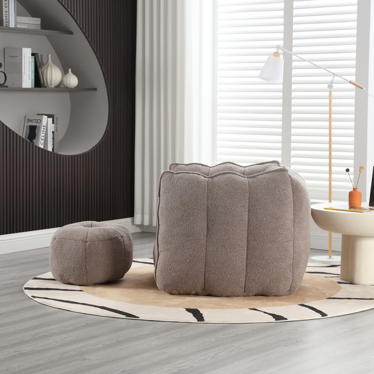 Soft Bean Bag Chair with High Resilient Foam(Chips)for living room and bedroom,Comfortable Square Lazy Sofa with Footstool - V.I.P Digital Presence