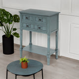 TREXM Narrow Console Table, Slim Sofa Table with Three Storage Drawers and Bottom Shelf for Living Room, Easy Assembly (Navy) - V.I.P Digital Presence
