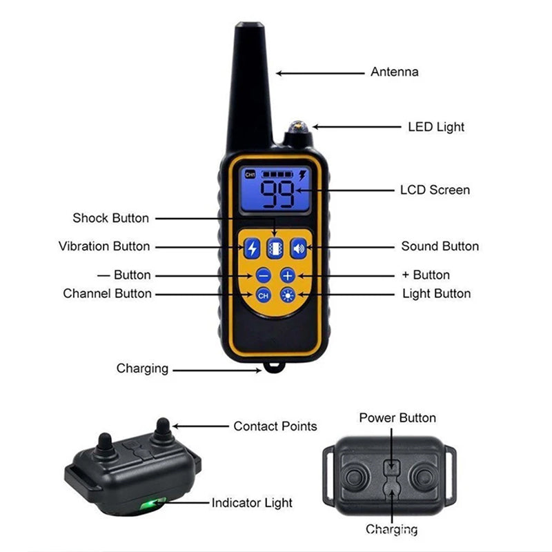 Dog training supplies - bark control device. The collar features electric shock and vibration for training. - V.I.P Digital Presence