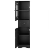 Tall Bathroom Cabinet, Freestanding Storage Cabinet with Drawer and Doors, MDF Board, Acrylic Door, Adjustable Shelf, Black - V.I.P Digital Presence