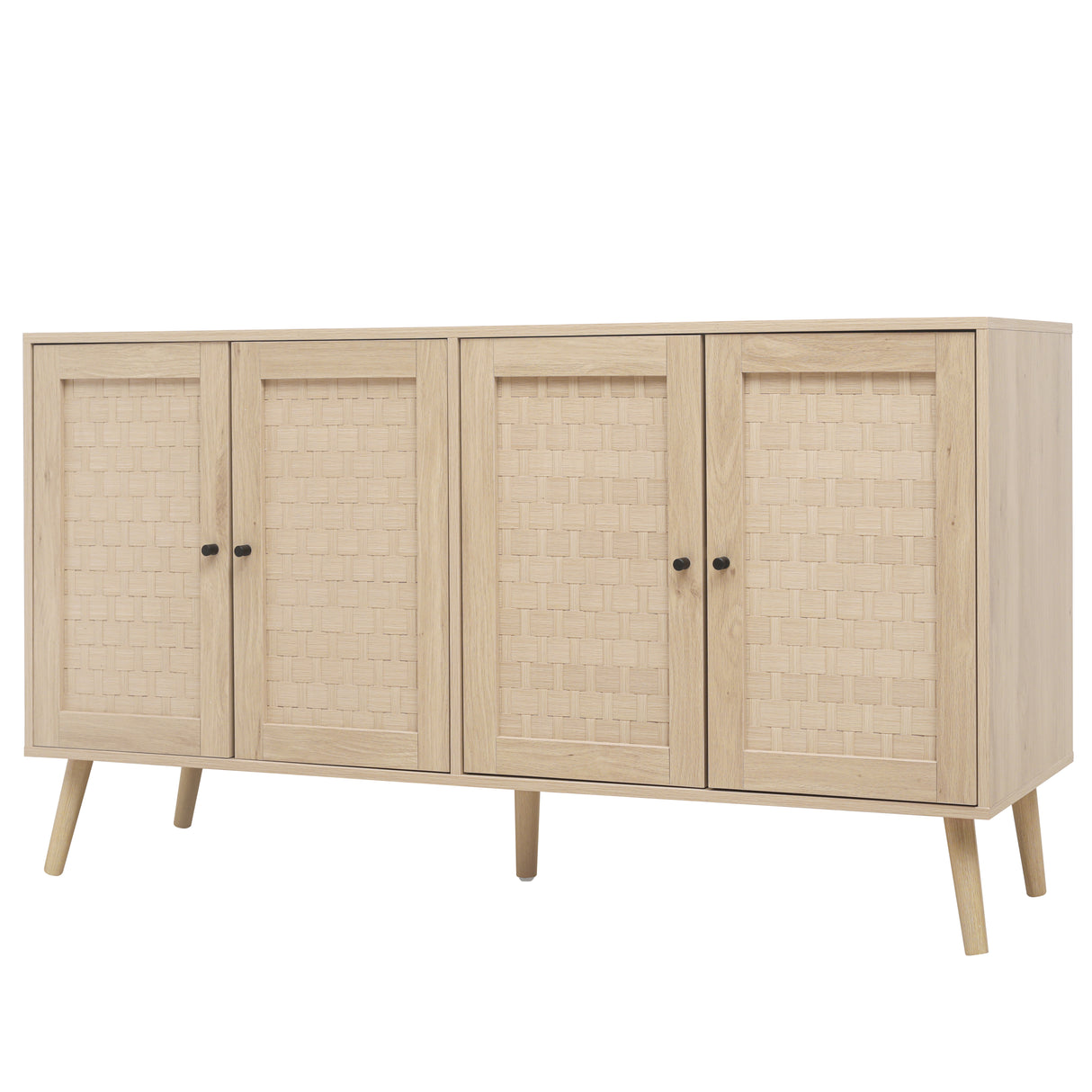 4 Door Accent Cabinet Sideboard Buffet Storage Cabinet with Adjustable Shelf for Entryway Living Room Bedroom - V.I.P Digital Presence