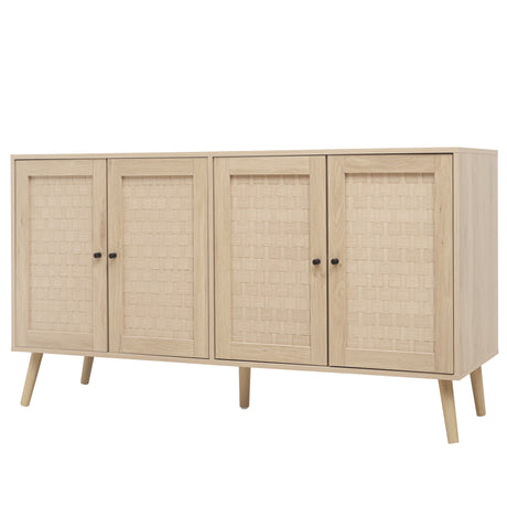 4 Door Accent Cabinet Sideboard Buffet Storage Cabinet with Adjustable Shelf for Entryway Living Room Bedroom - V.I.P Digital Presence
