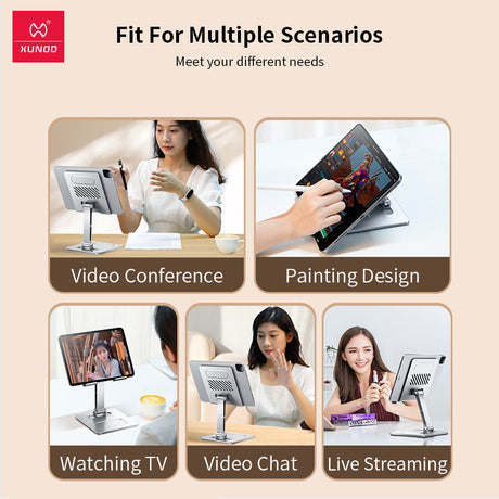 Suitable for tablet stand, iPad desktop stand, mobile phone universal metal heat dissipation, foldable lazy person stand - V.I.P Digital Presence