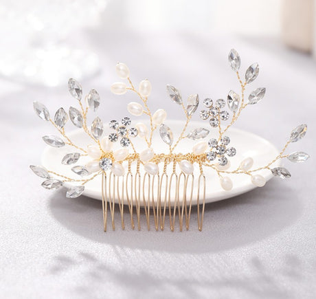 Pearl hair comb headdress Hand-woven crystal comb hair accessories - V.I.P Digital Presence