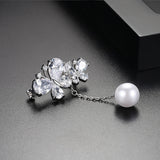 Zircon Butterfly Pin Fashion Korean Edition AAA Zircon Butterfly Design Pearl Women's Small Suit Accessories - V.I.P Digital Presence
