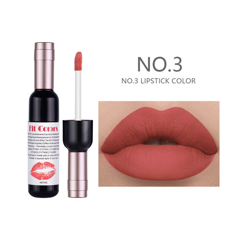 Fit Colors Red Wine Bottle Non-Stick Cup Matte Lip Gloss Matte Velvet Is Not Easy To Fade Lip Gloss Liquid Lipstick - V.I.P Digital Presence