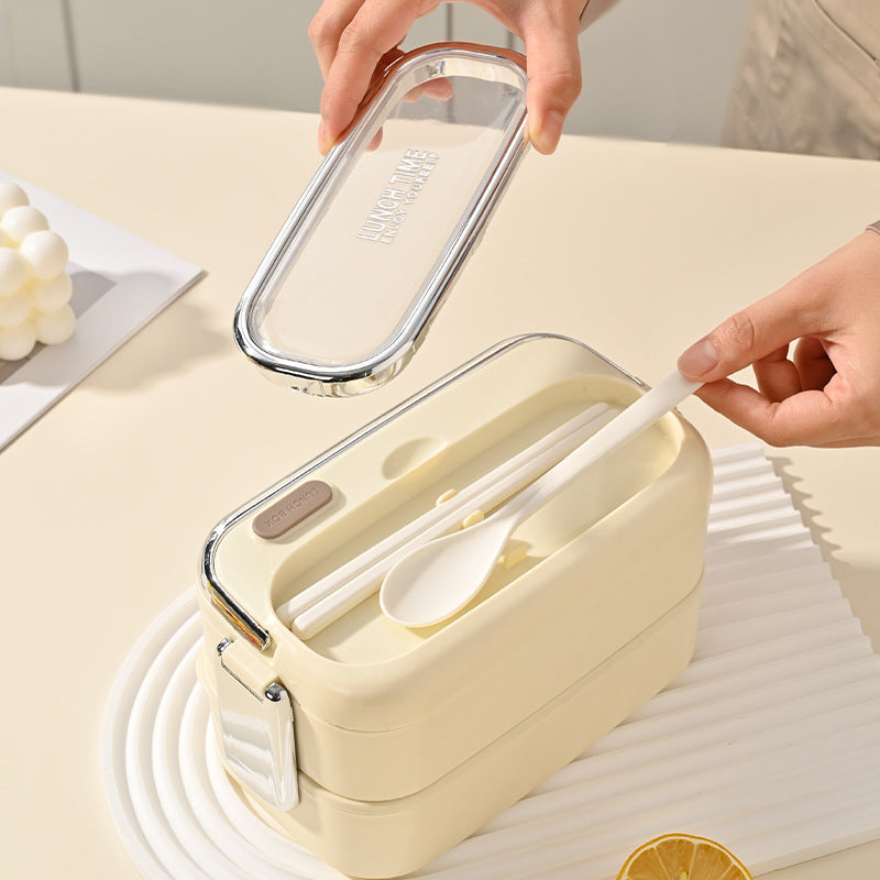 Large capacity double-layer insulated lunch box 304 stainless steel portable handle compartment lunch box with cutlery - V.I.P Digital Presence