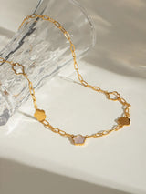 Stainless Steel White Mother-Of-Pearl Flower Necklace - V.I.P Digital Presence