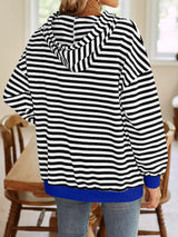Loose casual striped hooded sweatshirt - V.I.P Digital Presence
