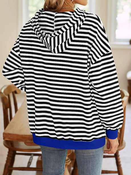 Loose casual striped hooded sweatshirt - V.I.P Digital Presence