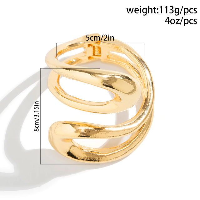 Lacteo Steampunk Chunky Heavy Metal Spring Cuff Bracelet for Women Irregular Big Hollow Out Bangle Jewelry Party Accessories - V.I.P Digital Presence