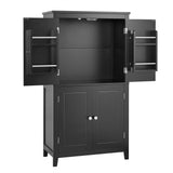 Bathroom floor storage cabinet, bathroom storage cabinet, 4-door independent cabinet, adjustable shelf, adaptive shelf, black - V.I.P Digital Presence