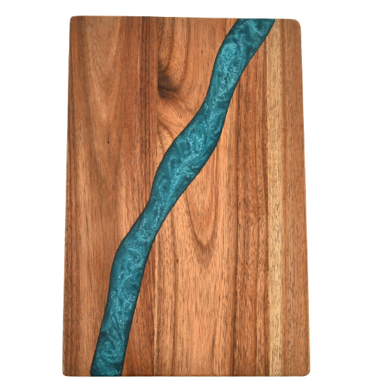 Heavy Duty Serving Tray Chopping Board With Ocean Wave  Epoxy Resin Wood Cutting Board - V.I.P Digital Presence