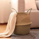 Scandinavian Style Wicker Handbasket Flower Pot Rattan Weave Plant Grass Woven Floor Folding Wicker Basket Weaving - V.I.P Digital Presence
