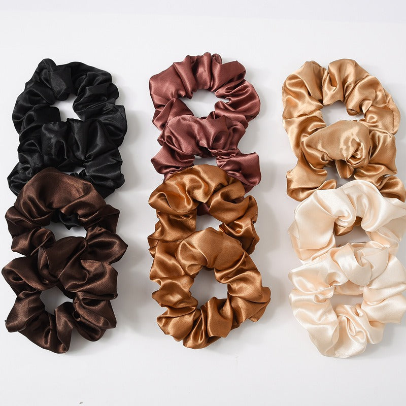 Women Silk Scrunchie Elastic Handmade Multicolor Hair Band Ponytail Holder Headband Hair Accessories 1PC Satin Silk Solid Colo - V.I.P Digital Presence