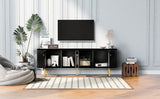U-Can Modern TV Stand for TVs up to 80 Inches with 4 Cabinets with Metal Legs and Handles for Living room, Black - V.I.P Digital Presence