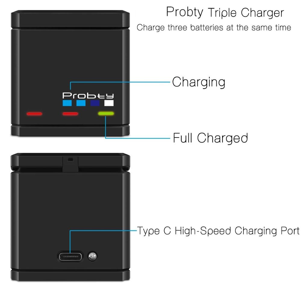 Original probty for GoPro Hero 7 hero 6 hero 5 Black Battery or Triple Charger for Go Pro Hero7 6 hero5 Black camera battery - V.I.P Digital Presence